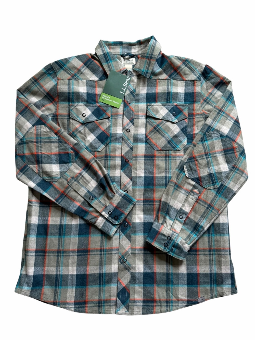 L.L. Bean Men’s Katahdin Performance Plaid Flannel Shirt Large Wool Blend NWT
